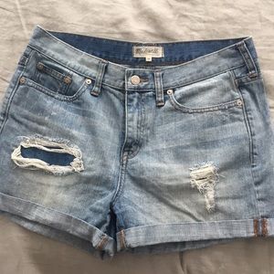 Madewell Rip & Repair Cuffed Denim Shorts Mid Rise